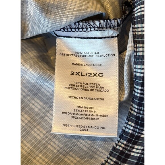 Habit Mens 2XL Blue Plaid Short Sleeve Vented Fishing Shirt Vented Back UPF 40 - Picture 9 of 9